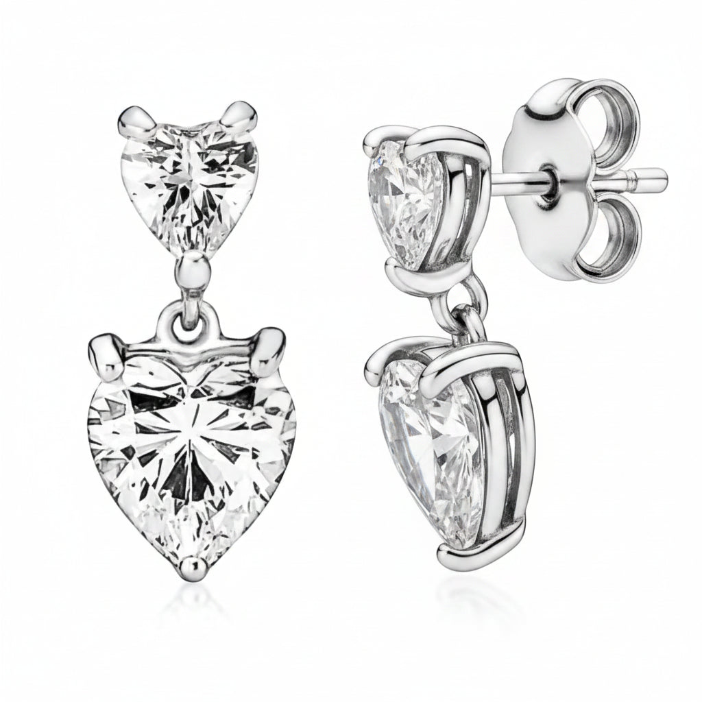 Aretes Corazón Bañado en Plata