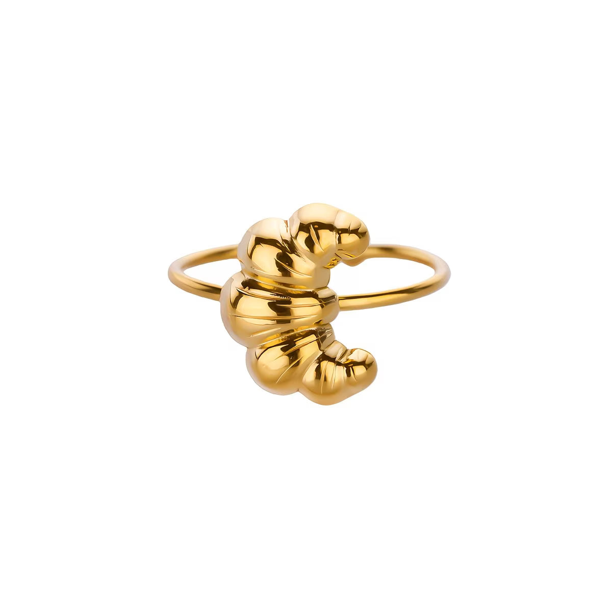 Anillo de Acero con diseño de Croissant