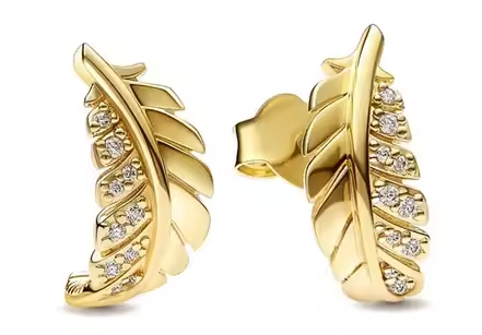 Aretes de Plata con Diseño de Pluma