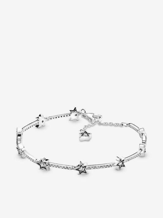 Brazalete de Plata con Diseño de Estrellas