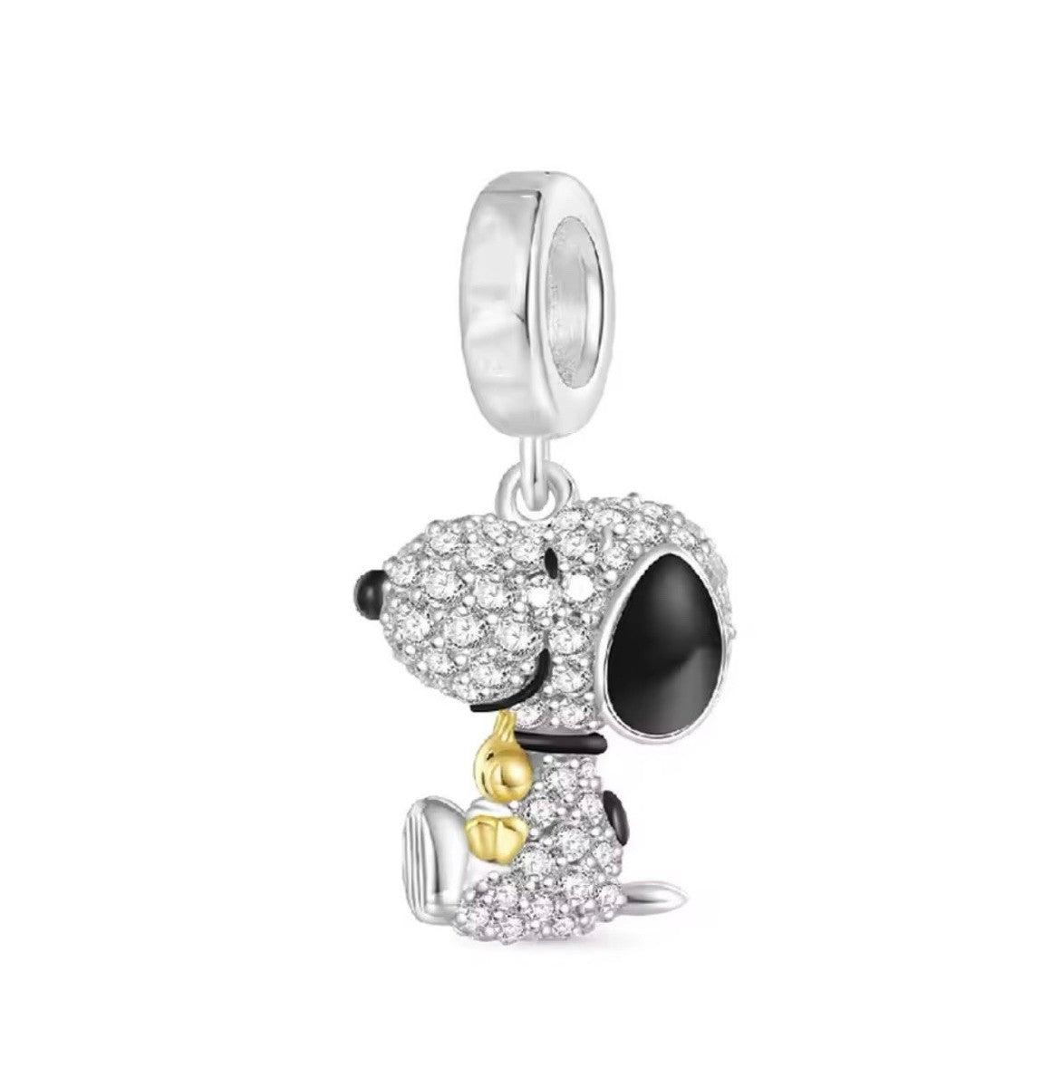 Charm Snoopy Brillante Bañado en Plata