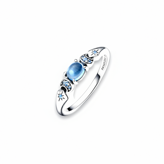 Anillo Gema Azul Bañado en Plata