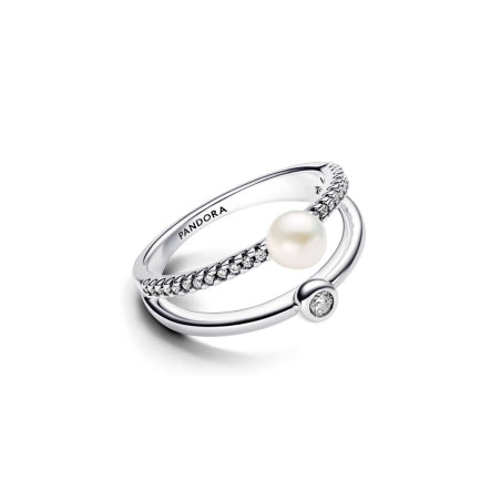 Anillo detalle tipo Perla Bañado en Plata