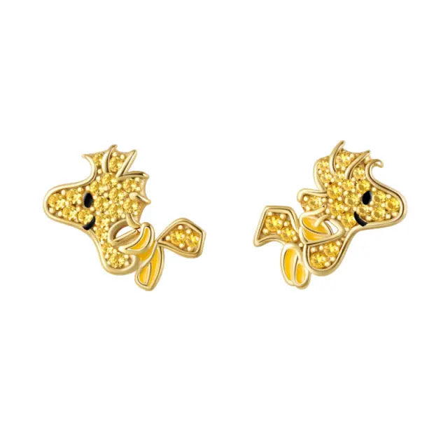 Aretes Wookpecker Bañados en Plata