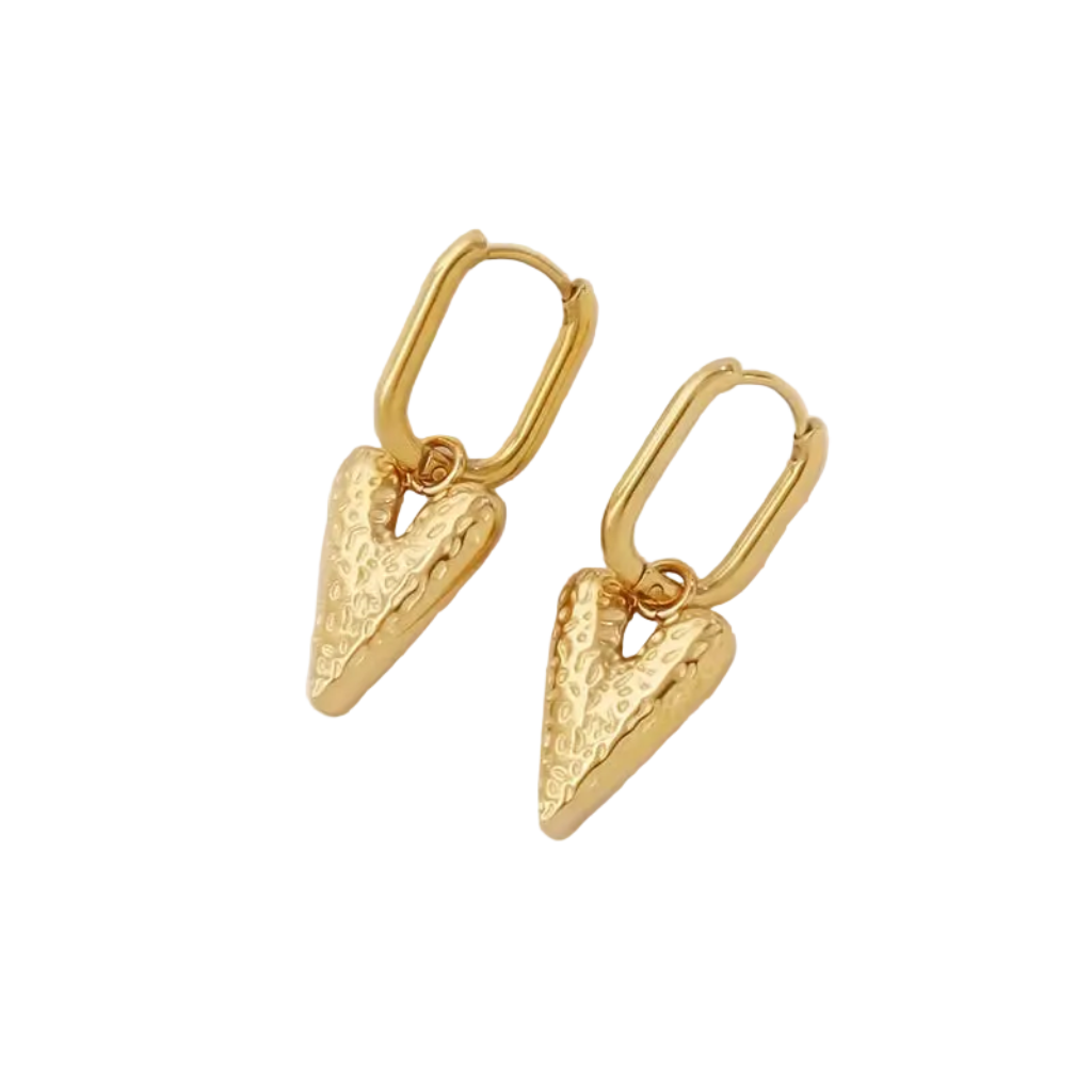 Aretes de Acero con Diseño de Corazón triangular
